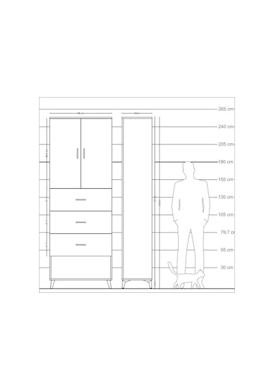 Arges Dolap 3 Raflı 3 Çekmeceli 2 Kapaklı 88x30x243 Aytaşı-ay... Aytaşı