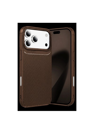 Newface Apple iPhone Uyumlu 18 Pro Max Auto Focus Karbon Kapak - Kahverengi Düz Renkli