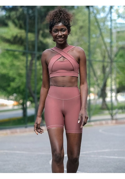 Lismina Koyu Rose Midi Boy Şort Tayt 39 Cm. Gül Rengi Koyu