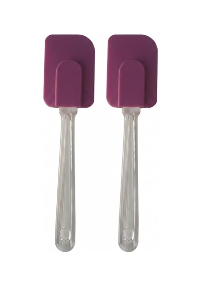 Silikon Spatula, Mutfak Kullanımı İçin Şeffaf Saplı Askılı 2, Mor Diğer