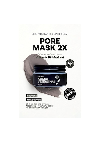 Lebelage Volkanik Kil Maskesi Gözenek ve Siyah Nokta Lebelage Jeju Volcanic Super Clay Pore Mask 100ml