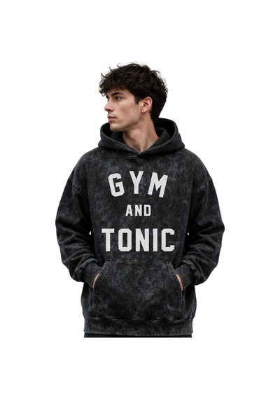 Sevbano Gym And Tonic Fitness Gym Bodybuilding Baskılı Unisex Oversize Yı Siyah
