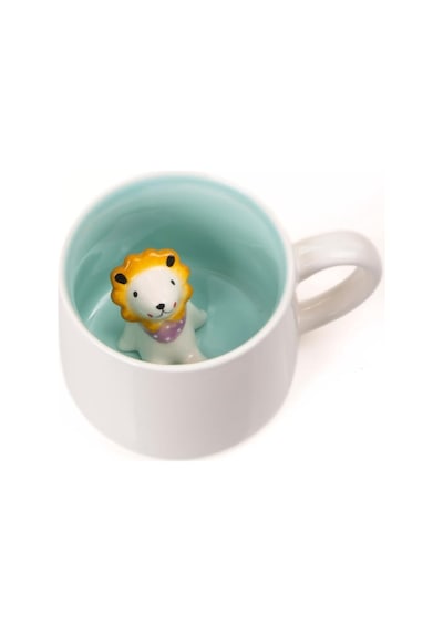 Mukko Home 3d Porselen Kupa Sevimli Aslan Figürlü, 350 Ml, Eğlenceli Ve Şık Tasarım,mavi Beyaz - Çok Renkli