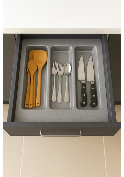 49x49 Cm Çekmece İçi Gri Kepçelik Organizer 44x40 Cm Kesilebilir Gri