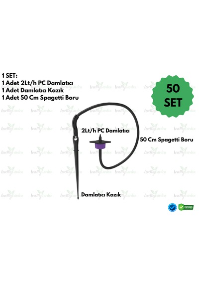 Lovemygarden Basınç Ayarlı Tekli Saksı Sulama Seti 2lt/h - 50adet