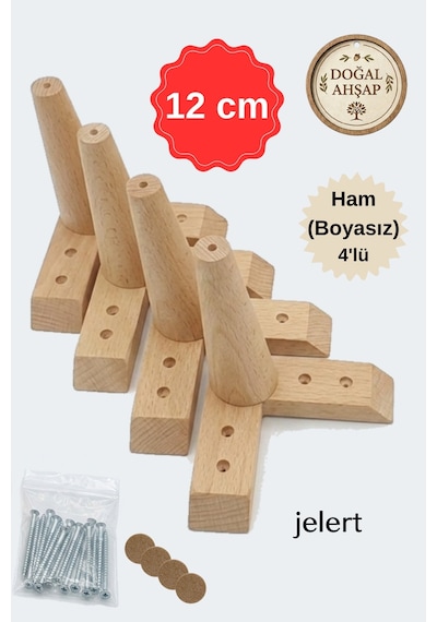 Masif Gürgen Ahşap 12 Cm Ham-4'lü, Mobilya Yükseltme Ayağı, Robot Süpürge Uyumlu, 1. Sınıf Gürgen Ağacı, Kanepe Berjer Koltuk Tv Ünitesi Yükseltici Ayak Ham Boyasız