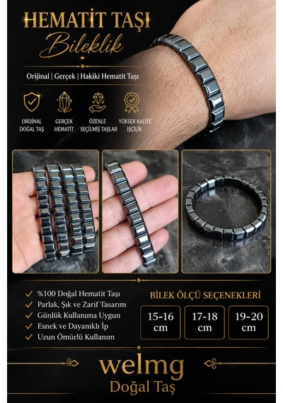 Hematit Taşı Bileklik - Doğal Taş Bileklik Gri Gri