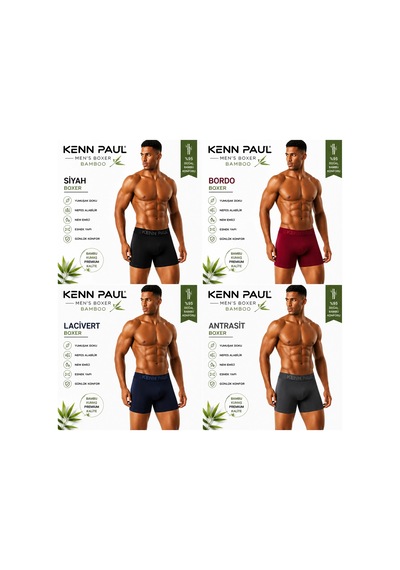 Kenn Paul Bambu Erkek Boxer Lacivert
