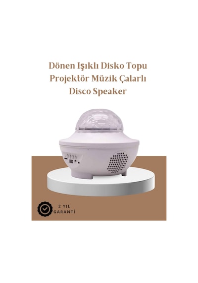 Müzik Ritimli Işık Değişimi & Dönen Dalga Efekti Galaxy Projektör Beyaz