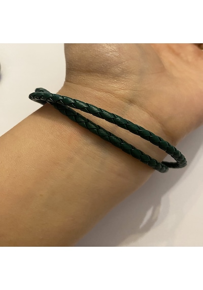 Unisex Yeşil Renk Sarmal Deri Bileklik Yeşil