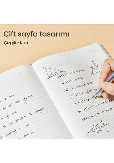 Nusıgn Ens209 A5 Deri Kapaklı Defter 80 G/m² 96 Yaprak Çizgili + Noktalı Pembe
