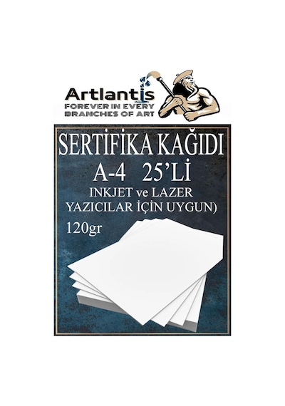 A4 Sertifika Kağıdı Kalın 25 Adet Gramajlı Fotokopi Kağıdı 120 Gr Tüm Yazıcılara Uyumlu 21x29.7 Cm Kalın Baskı Kağıdı