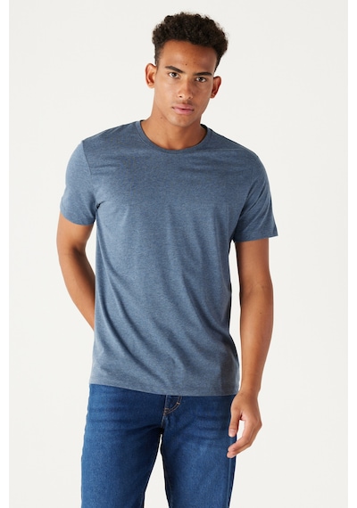 AC&Co / Altınyıldız Classics 4A4800000001INJXS Slim Fit Bisiklet Yaka Kısa Kol Pamuklu Erkek Tişört İndigo Melanj