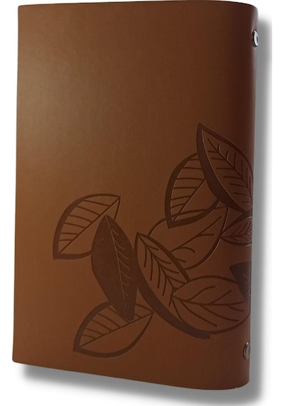 Yaprak Desenli Deri Defter  Kahverengi