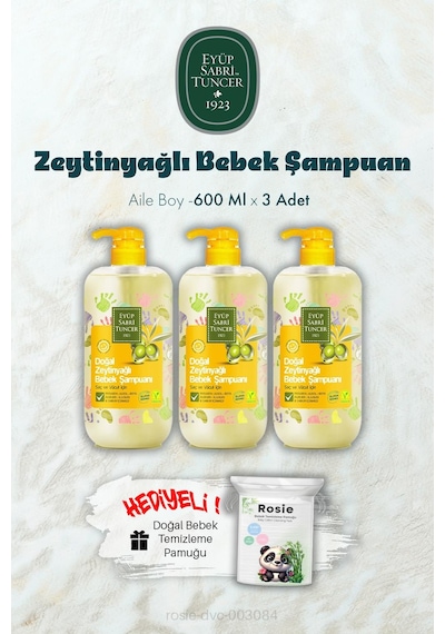600 Ml Zeytinyağlı Bebek Şampuan X 3 Ve Rosıe Hediyeli