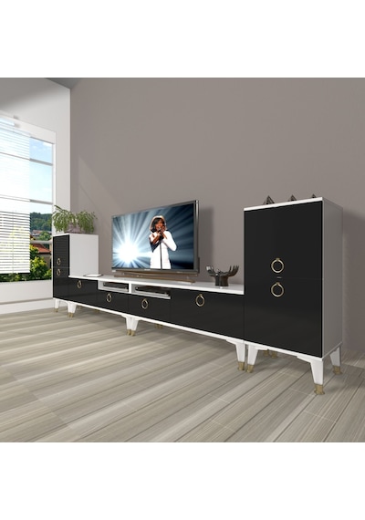 Decoraktiv Eko 9220 Mdf Gold Tv Ünitesi Tv Sehpası Beyaz - Siyah