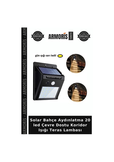Solar Bahçe Aydınlatma 20 Led Çevre Dostu Koridor Işığı Teras Lambası