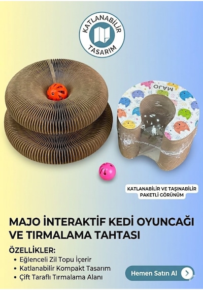 Akordiyon Karton Kedi Oyuncağı, Toplu Ve Kedi Otu Hediyeli