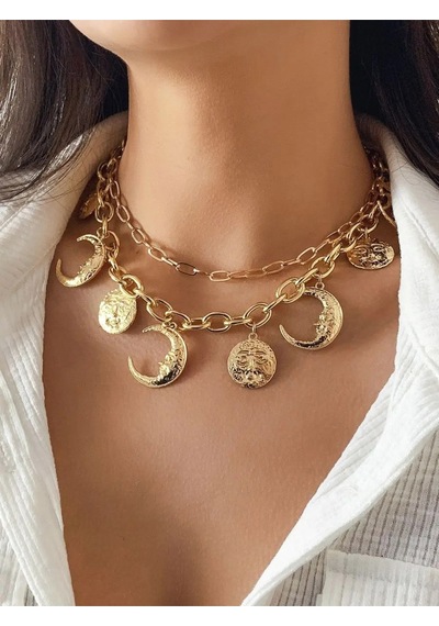 Girift Vintage Ylena 2'li Katmanlı Kolye Gold