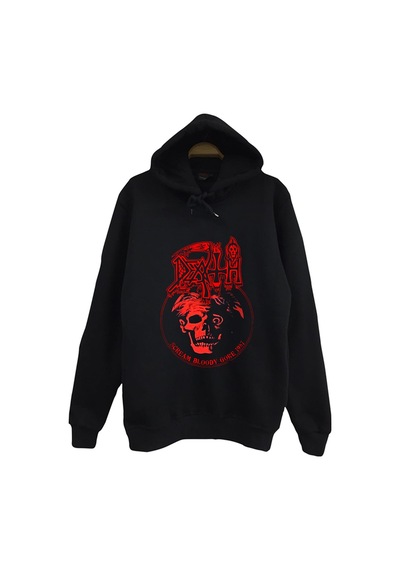 Death - Müzik - Grubu Baskılı Unisex %100 Pamuk Kapüşonlu Siyah Sweatshirt Siyah