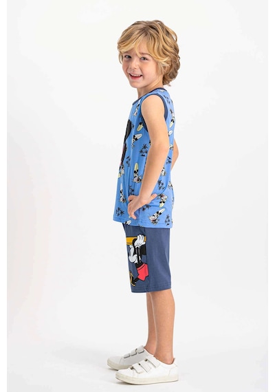 Mickey Mouse Lisanslı İndigo Kolsuz Erkek Çocuk Bermuda Takım