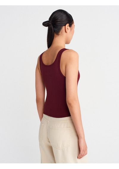 Dilvin 21158 Düğmeli Askılı Top-bordo Bordo