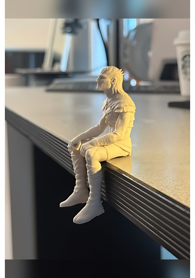 Zeroxo Oturan Buz Savaşçısı Figürü Zırhlı Dekoratif Biblo 10x5 Cm