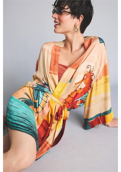 Defacto Jaquette X Defacto Desenli Kimono H1251ax26hsbg389 Bej-bg389