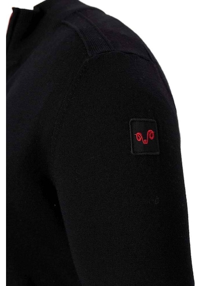 Woolona Tola Merinos Yünü Erkek Fermuarlı Sweater Siyah