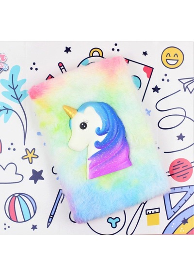 Renkli Gökkuşağı Unicorn Squishyli Peluş Defter