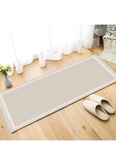 Dijital Kaymaz Yıkanabilir Mutfak Banyo Salon Paspas Halısı Trend Modern Al4007 krem