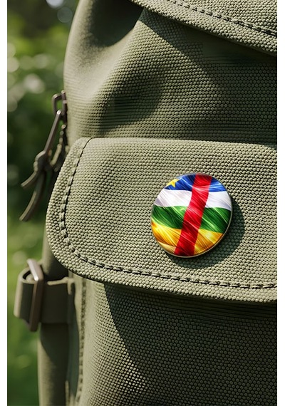 Orta Afrika Cumhuriyeti Abstract Ülke Bayraklı Buton Rozet - 44 MM 5 Adet Çok Renkli