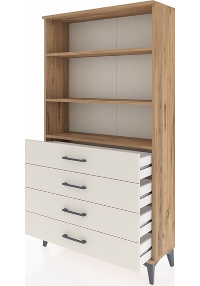 Arges Dolap 3 Raflı 4 Çekmeceli 88x30x163 Çam-aytaşı Atlas Çam