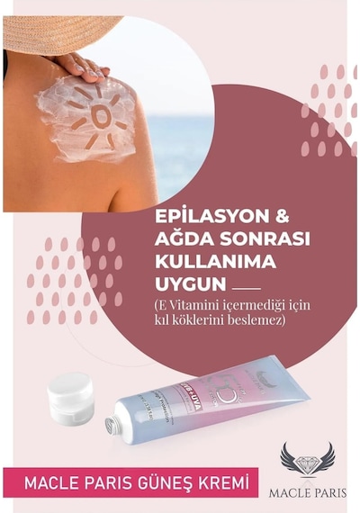 Macle Paris Çok Yönlü Yüksek Koruyucu Güneş Kremi SPF50+ 100 ML Macle Paris Çok Yönlü Yüksek Koruyucu Güneş Kremi SPF50+ 100 ML