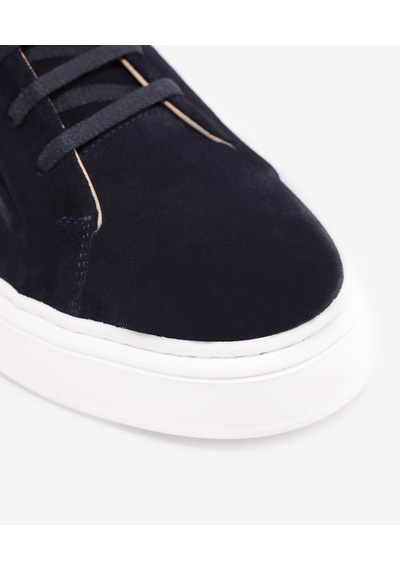 Yargıcı Silikon Kabartmanlı Deri Bağlı Sneakers Lacivert