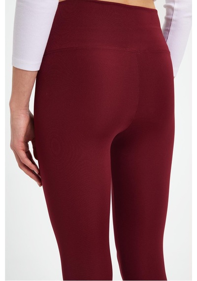 Tudors Kadın Slim Fit Dar Kesim Scuba Kumaş Beli Lastikli Bordo Tayt-42441 Bordo