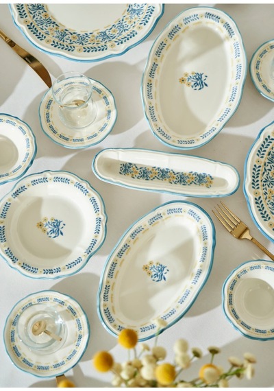 Bella Maison Liana Stoneware 26 Parça 6 Kişilik Kahvaltı Takımı Mavi Mavi