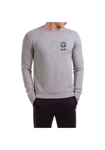 Kahraman Yıldız Kız Baskılı Gri Erkek Örme Sweatshirt