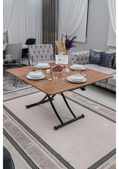 Juppo Üst Tabla Mdf Ceviz Oval Köşe Alt Siyah İçe K