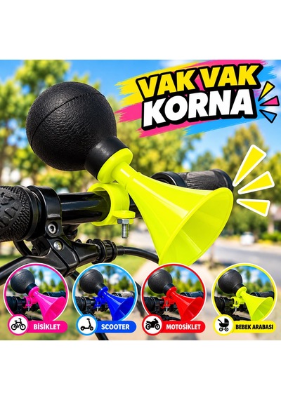Bisiklet Kornası Vak Vak Korna Gidon Montajlı Kauçuk Pompalı Renkli Çok Renkli