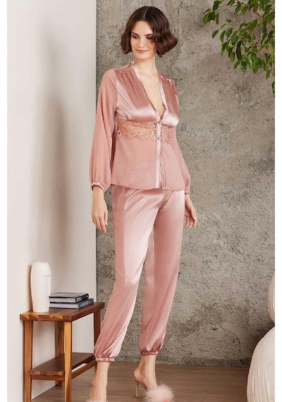 Pierre Cardin 6005 Kadın Saten Dantelli 6'lı Set-brandy Brandy