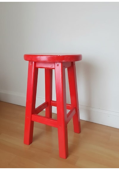 Ahşap Tabure 50 Cm / Arbrestore Kırmızı