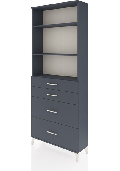 Arges Dolap 3 Raflı 4 Çekmeceli 88x30x221 Antrasit-antrasit Antrasit