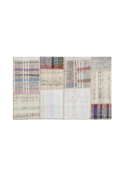 El Dokuması Patchwork Vintage Yün-pamuk Çizgili Halı 1092 160 X 230 Cm Çok Renkli