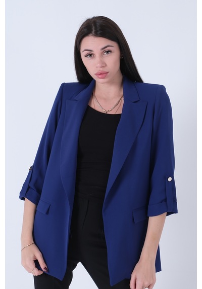 Saks Astarlı Kolları Düğme Toparlamalı Ceket 0105136.26 Saks