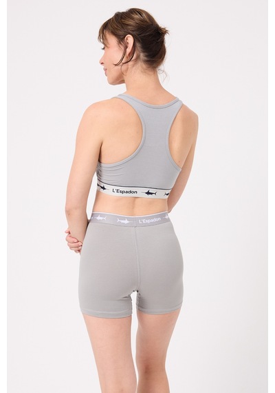 Athleshorts Yüksek Bel Kadın Uzun Boxer Şort -3276 Gri