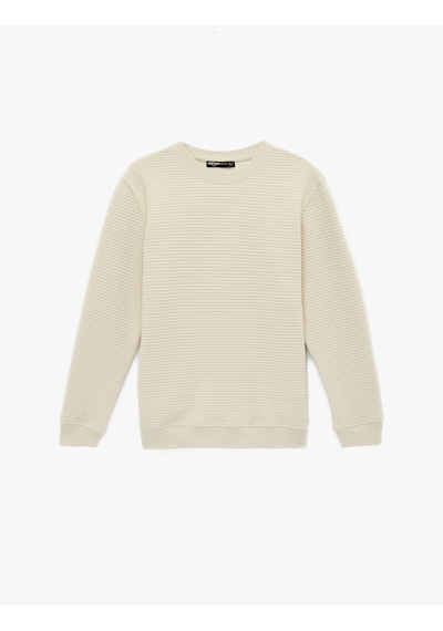 Koton Uzun Kollu Regular Fit Bisiklet Yaka Sweatshirt Ekru 6sam70053mk Ekru