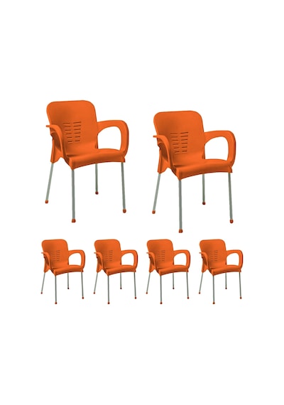Hesaplimagazam 6 Adet Metal Ayaklı Plastik Sandalye