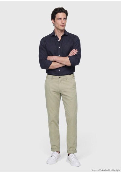 Ramsey Açık Haki Düz Dokuma Jogging Fit Casual Pamuk Karışımlı Pantolon açık Haki light Khaki