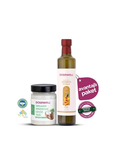 Dosewell Organik Hindistan Cevizi Yağı 300 ML + Ananas Sirkesi 500 ML